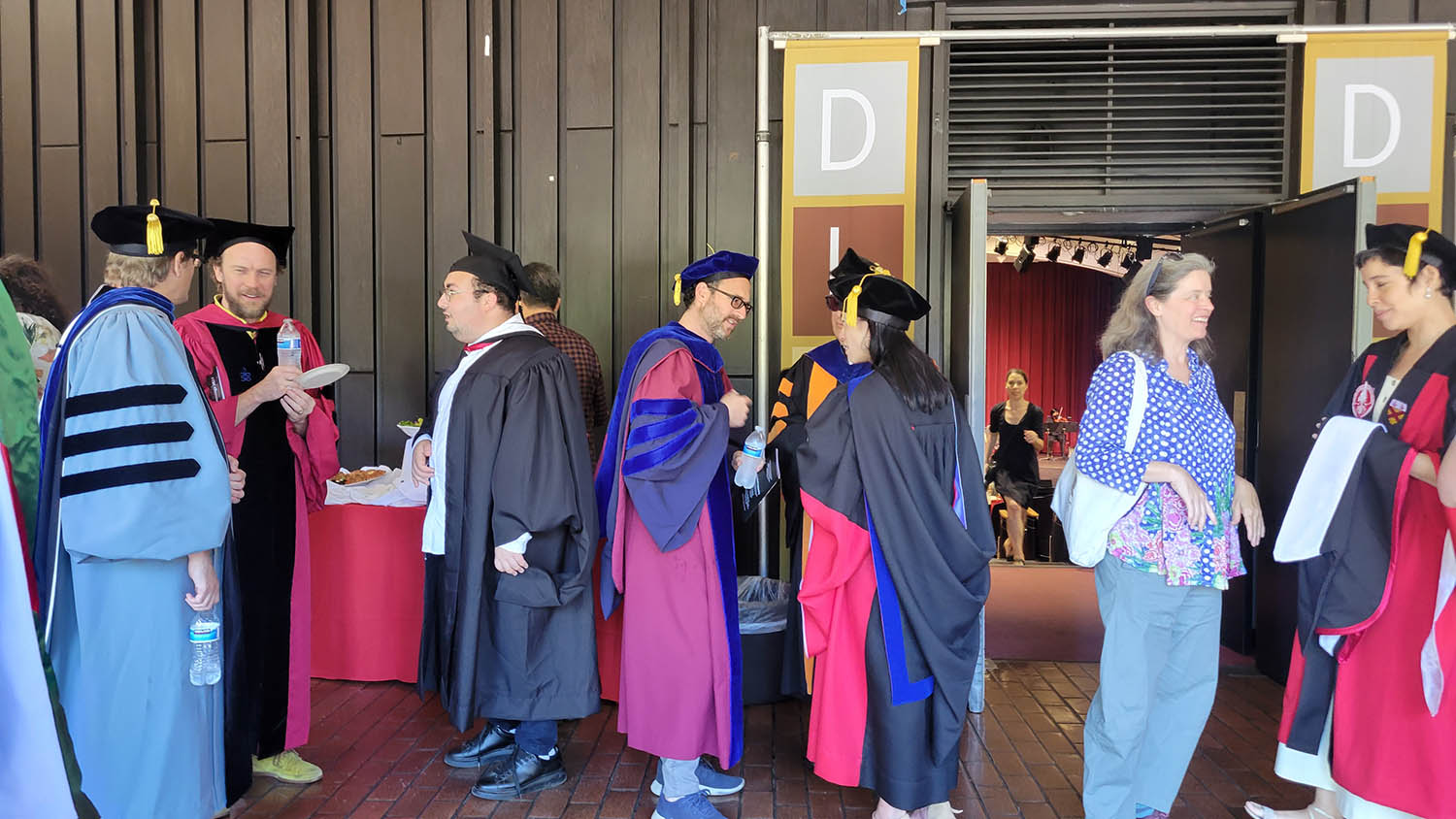 Faculty and graduating students wearing academic robes before the graduation